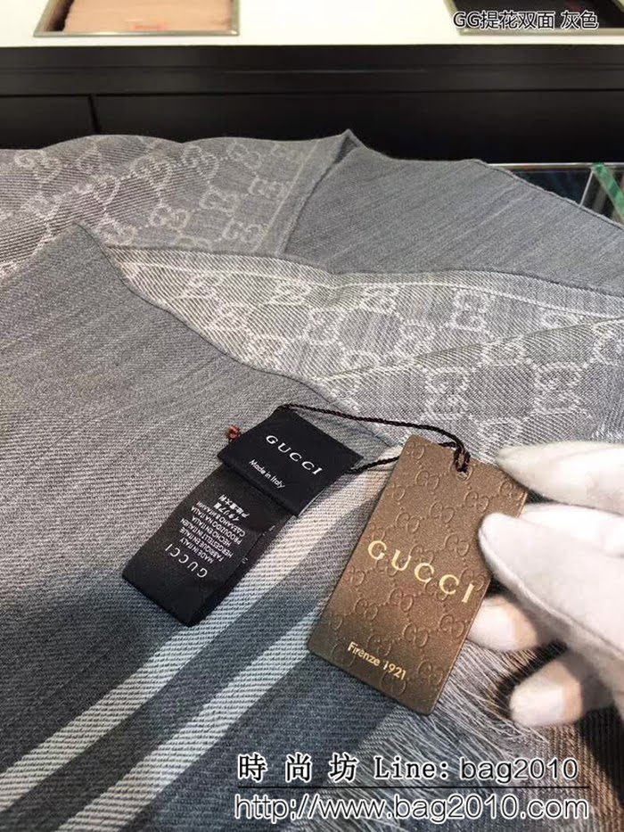 GUCCI古馳專櫃經典爆款 GG雙面羊毛提花圍巾 LLWJ6940